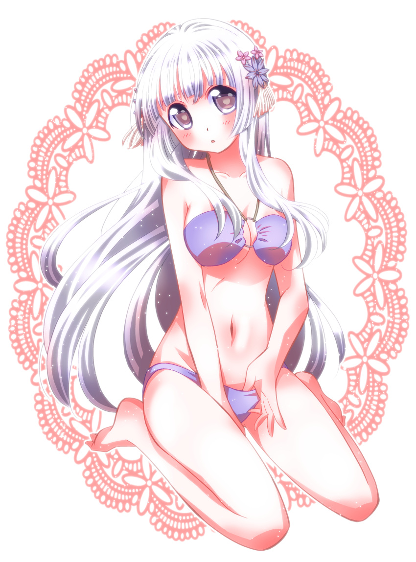 1girl, absurdres, artist_request, breasts, character_request, cleavage, hand_in_swimsuit, highres