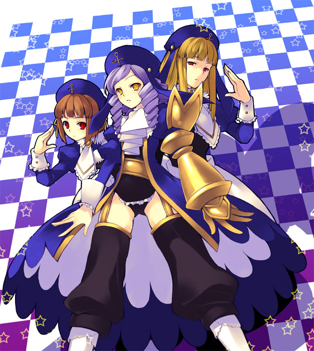 brown_hair, checkered, cornelia_(umineko), dlanor_a_knox, drill_hair, eiserne_jungfrau, gertrude, hat