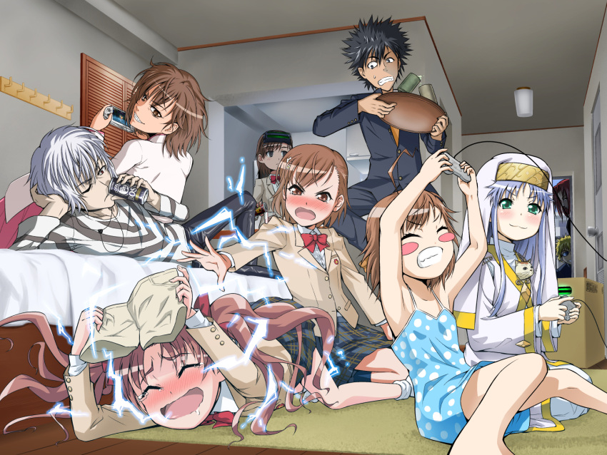 4boys, 6+girls, accelerator, bed, can, cat, controller, electricity
