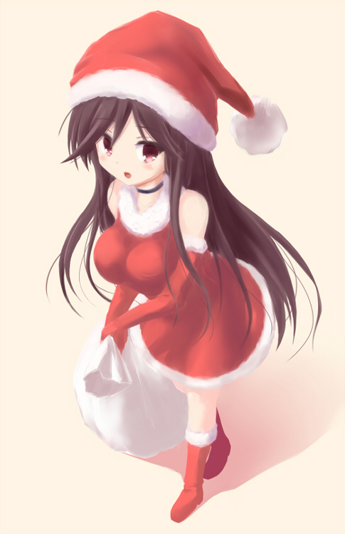 1girl, a_channel, bag, black_hair, boots, choker, hat, long_hair