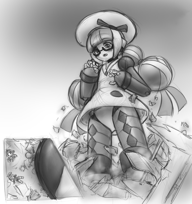 1girl, alloyrabbit, argyle, argyle_legwear, beret, blush, braid, call_(mighty_no._9)