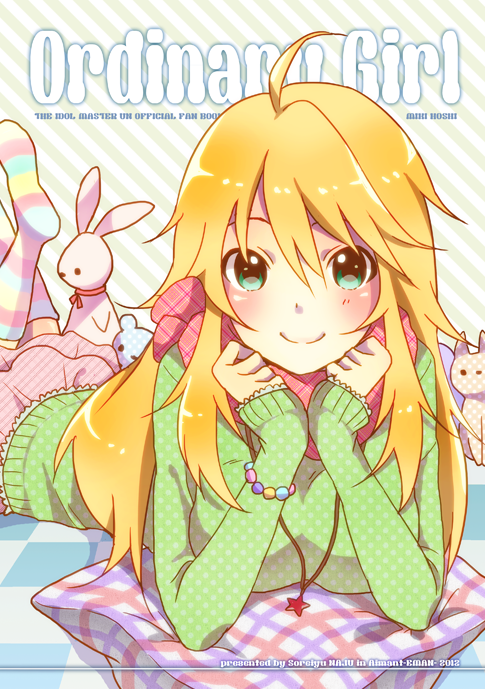 1girl, ahoge, blonde_hair, bracelet, green_eyes, hoshii_miki, idolmaster, jewelry