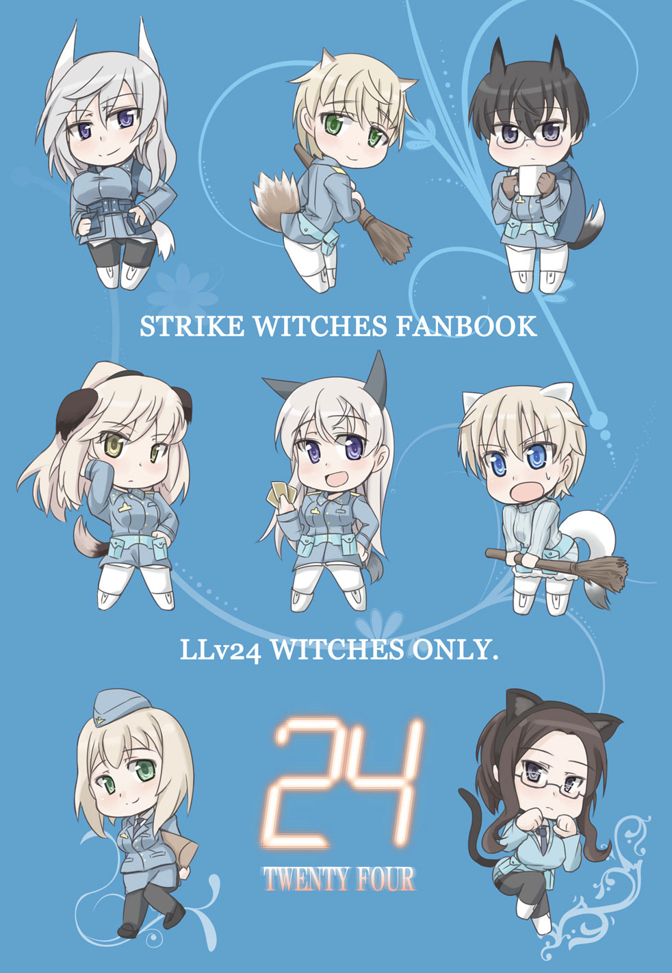 6+girls, animal_ears, aurora_e_juutilainen, bird_tail, black_eyes, black_hair, blonde_hair, blue_eyes