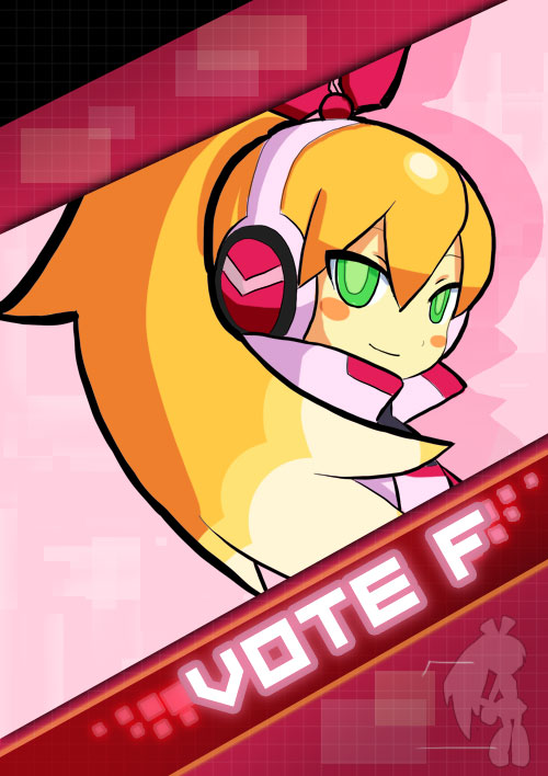 1girl, blonde_hair, blush_stickers, bust, call_(mighty_no._9), call_(natsume_yuuji), gradient_hair, green_eyes