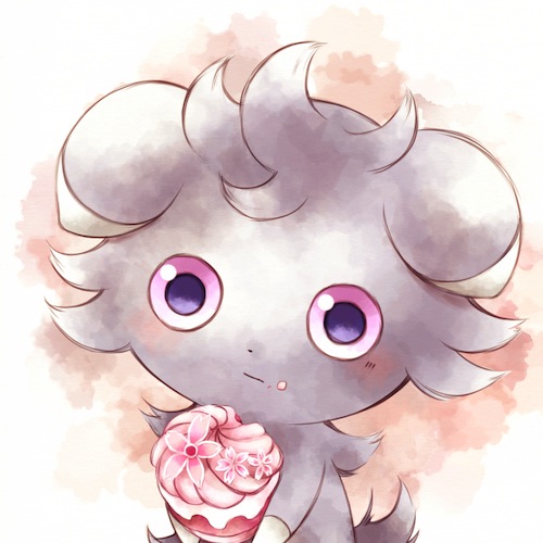 blush, chino_(elfuun-78), cream_on_face, cream_puff, espurr, lowres, no_humans, o_o
