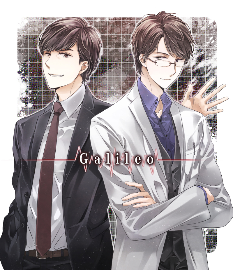 2boys, formal, galileo_(dorama), glasses, kusanagi_shunpei, labcoat, multiple_boys, necktie, short_hair, suit, tokoroanko, yukawa_manabu