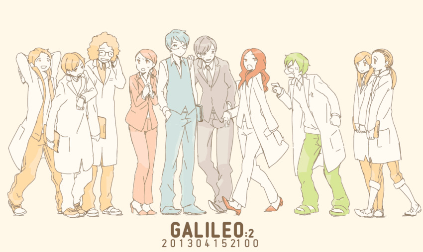 afro, aonoimin, formal, galileo_(dorama), glasses, kishitani_misa, kuribayashi_hiromi, kusanagi_shunpei, labcoat, long_hair, necktie, orikawa_kei, ponytail, short_hair, suit, takubo_souichirou, tohno_misaki, uesugi_moeko, unohara_tatsuya, utsumi_kaoru, yukawa_manabu