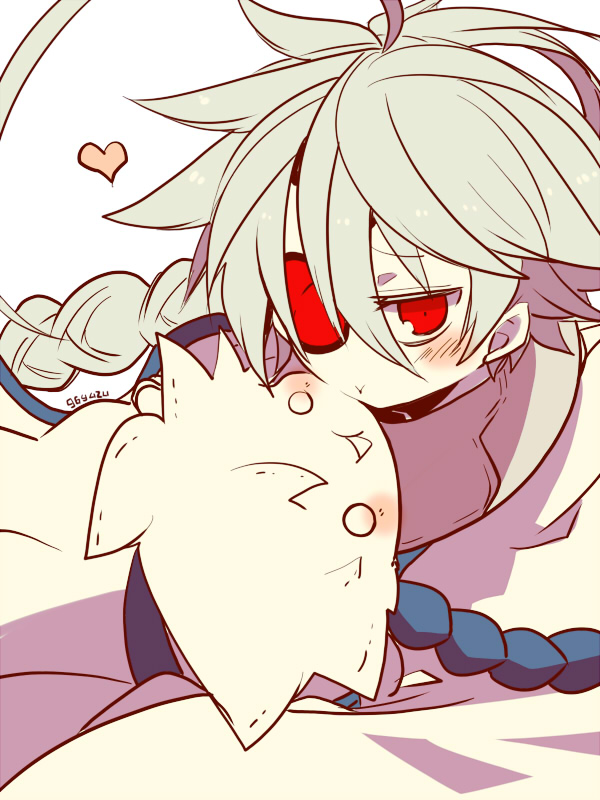 1girl, ahoge, blazblue, bodysuit, cape, doll, eyepatch, kuro_yuzu