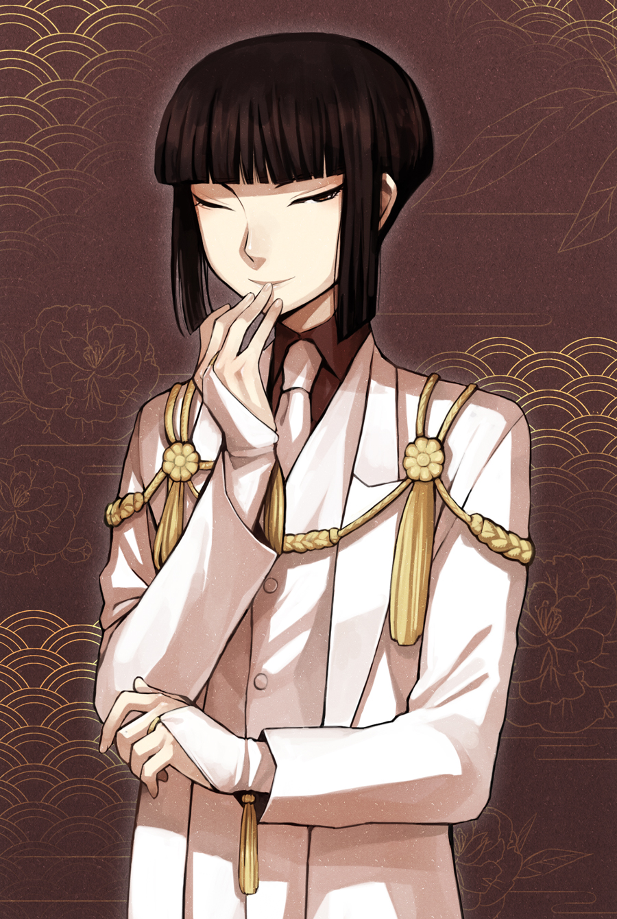 aoki_hagane_no_arpeggio, brown_eyes, brown_hair, highres, osakabe_makoto, short_hair, solo, yoshi_susuki