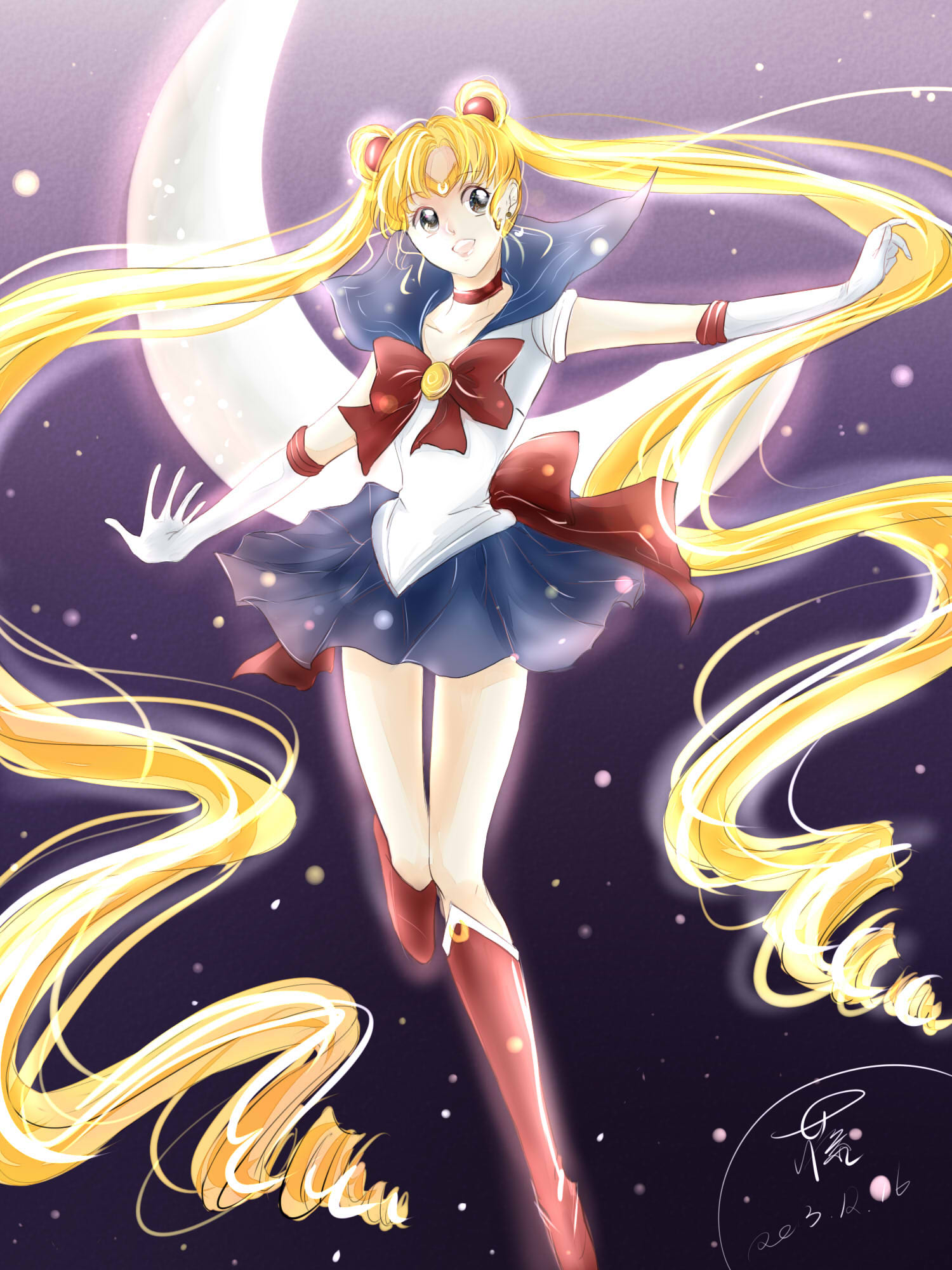 1girl, 2013, :d, absurdly_long_hair, bishoujo_senshi_sailor_moon, blonde_hair, blue_eyes, blue_skirt