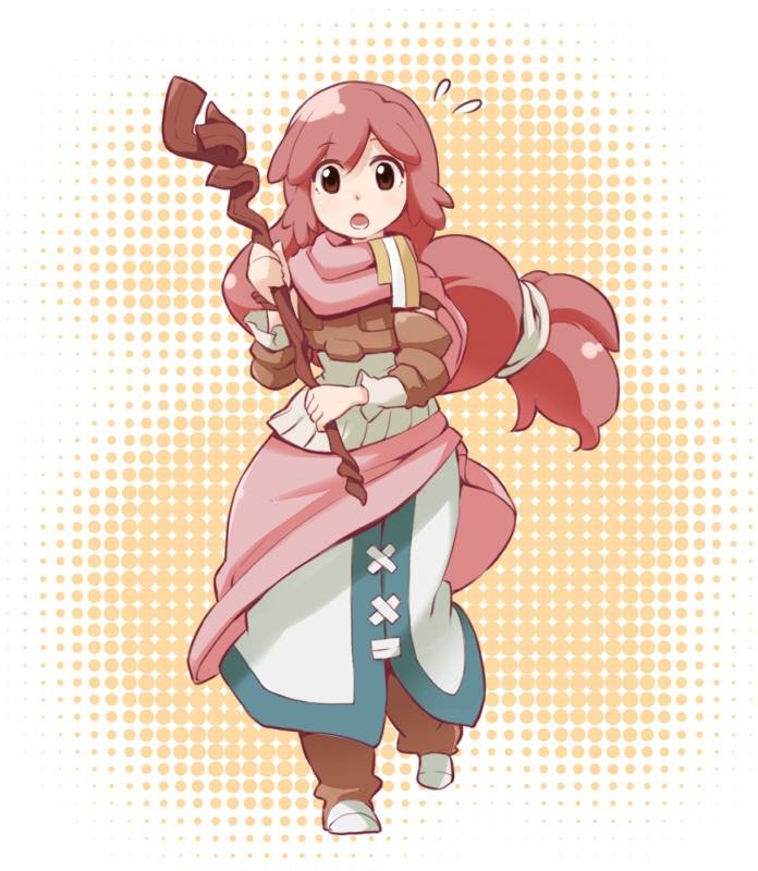 1girl, boots, brown_eyes, dress, kanami_yuu, log_horizon, long_hair, open_mouth