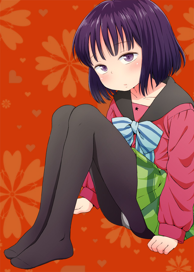 1girl, bishoujo_senshi_sailor_moon, blush, bow, mochimomomo, panties, pantyhose, purple_hair