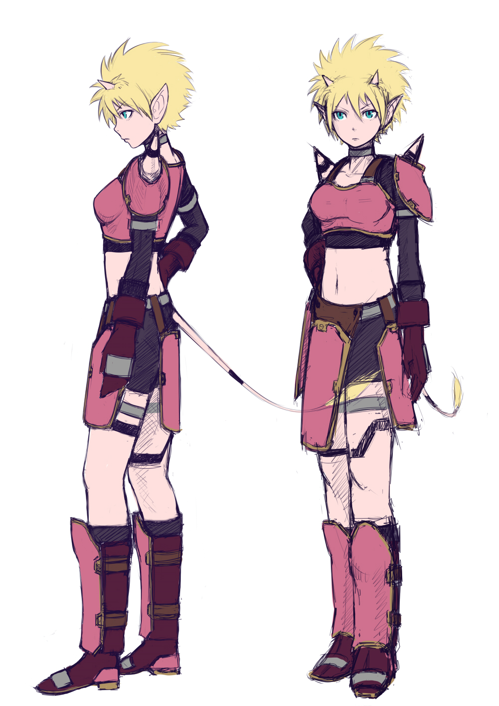 1girl, armor, blonde_hair, blue_eyes, boots, choker, dragon_quest, dragon_quest_x