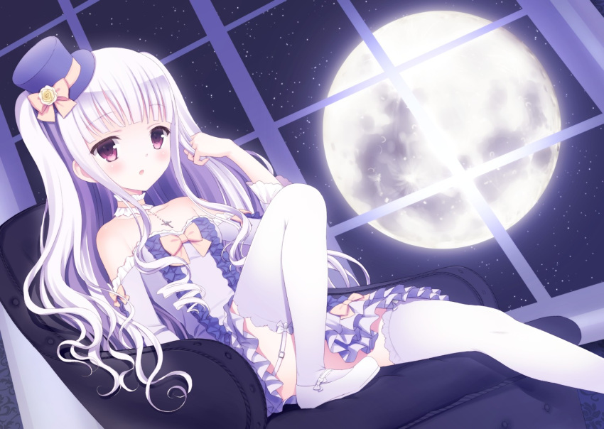 1girl, :o, blush, chair, choker, cross, dress, dutch_angle