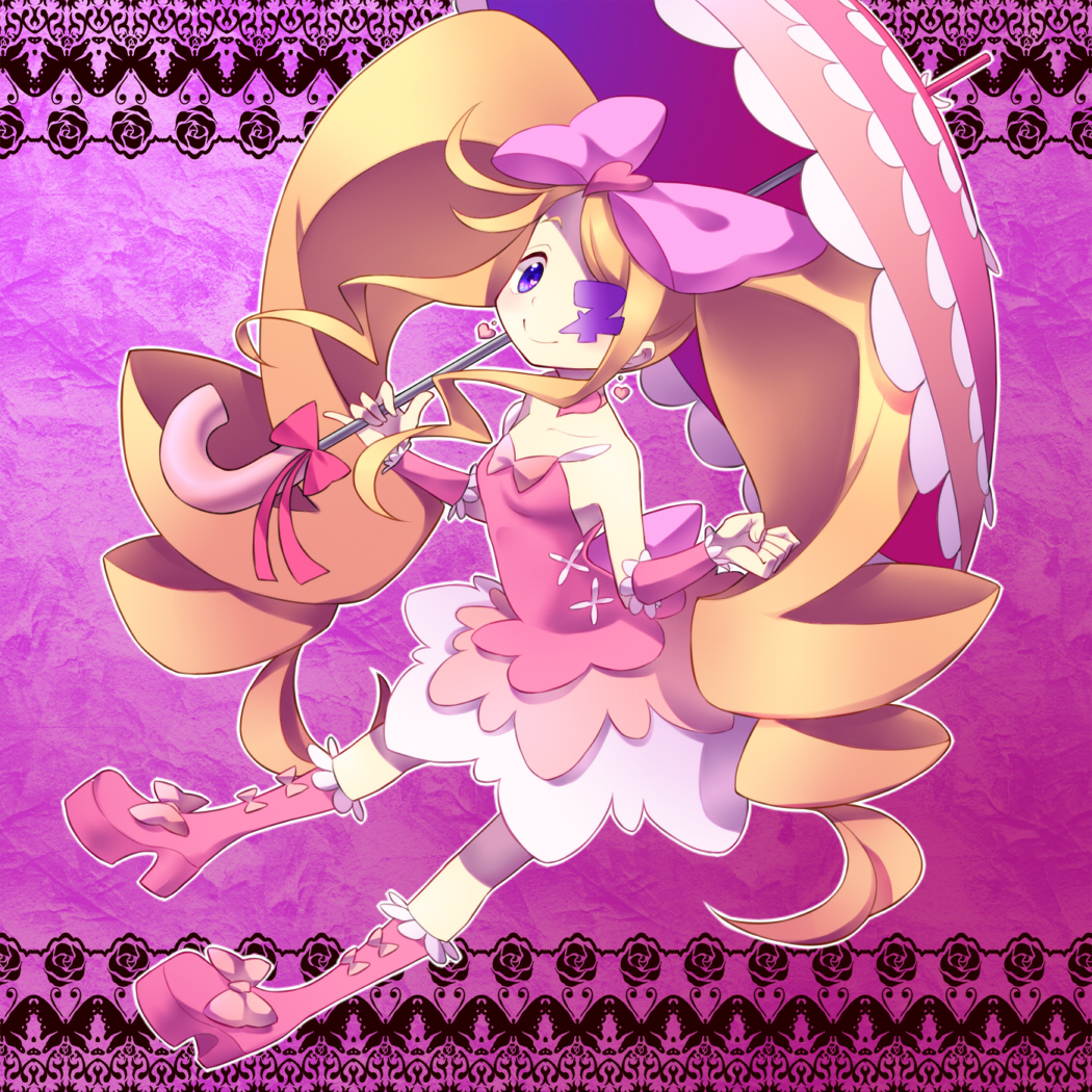 1girl, blonde_hair, blue_eyes, boots, bow, choker, dress, drill_hair