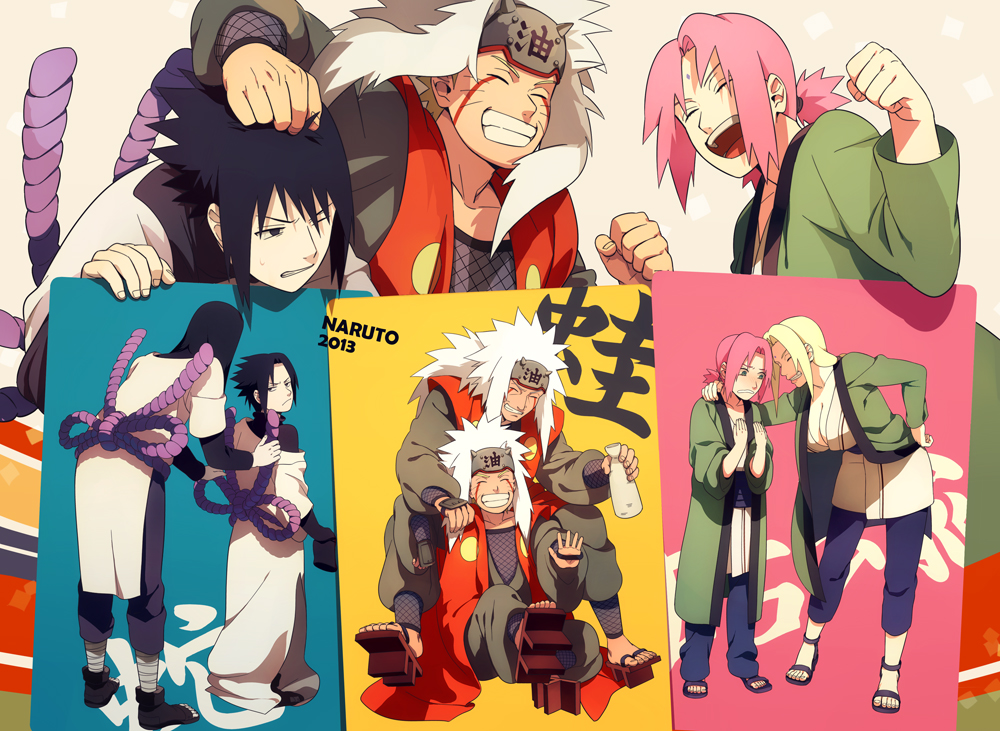 2girls, 4boys, haruno_sakura, jiraiya, jiraiya_(cosplay), multiple_boys, multiple_girls, naruto, oba-min, orochimaru, orochimaru_(cosplay), tsunade, tsunade_(cosplay), uchiha_sasuke, uzumaki_naruto