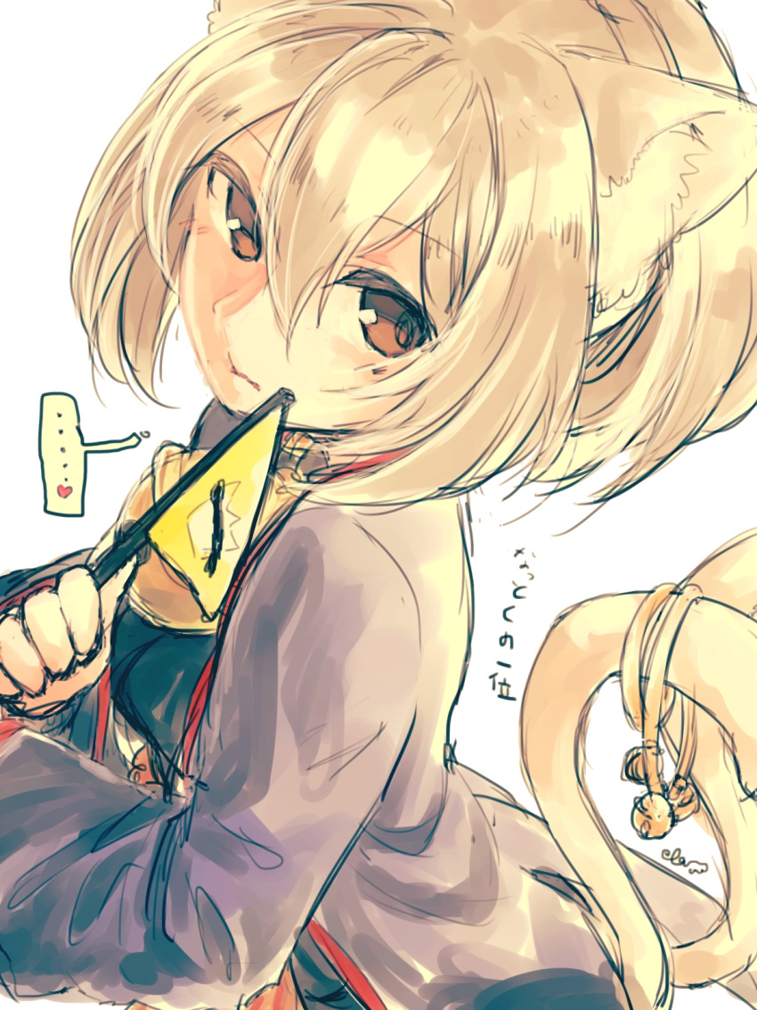 1girl, animal_ears, blonde_hair, brown_eyes, cat_ears, cat_tail, highres, kurakakemiya