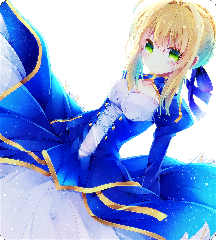 1girl, ahoge, ajuvyrvosjfj, blonde_hair, dress, fate/stay_night, fate_(series), green_eyes