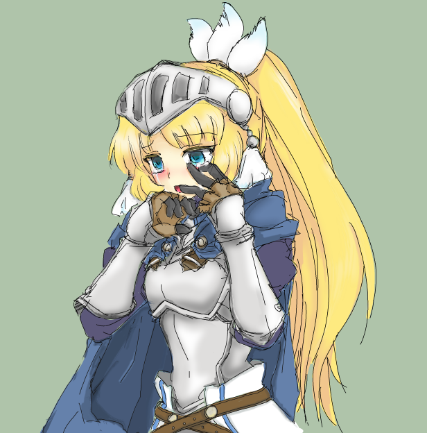1girl, armor, blonde_hair, blue_eyes, cape, forte_(rune_factory), keykey117117, long_hair