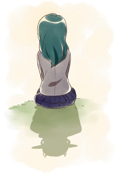 1girl, different_shadow, from_behind, green_hair, inazuma_eleven_(series), inazuma_eleven_go, inazuma_eleven_go_galaxy, long_hair
