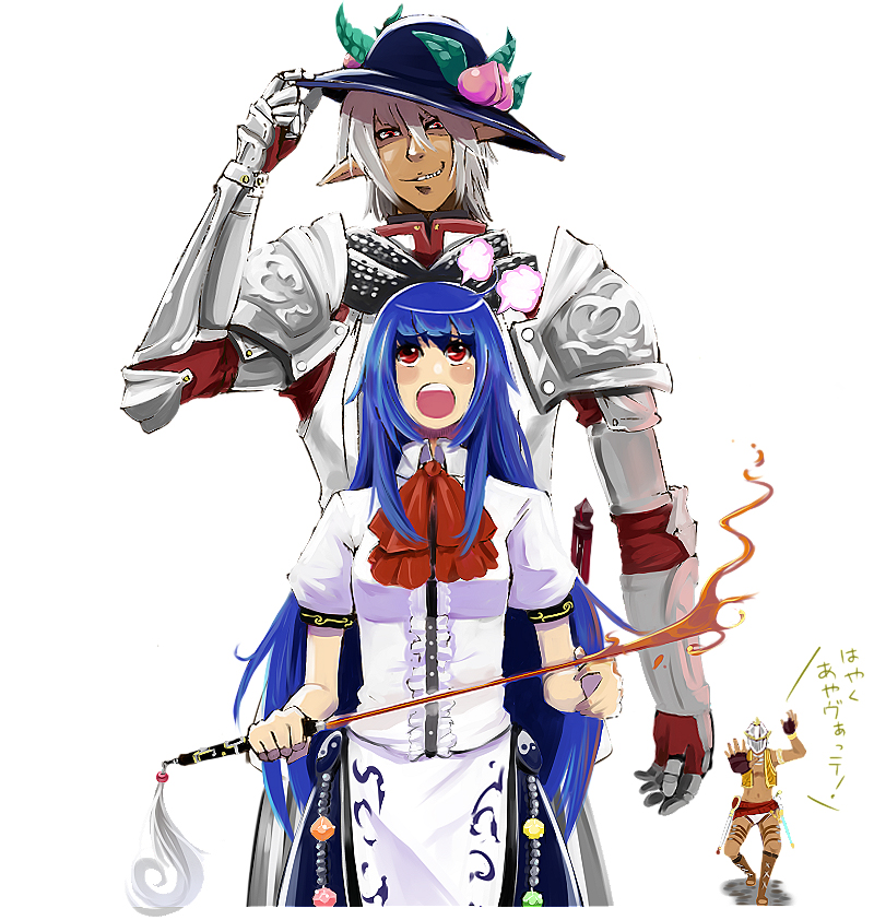blue_hair, buront, crossover, elf, elvaan, final_fantasy, final_fantasy_xi, food