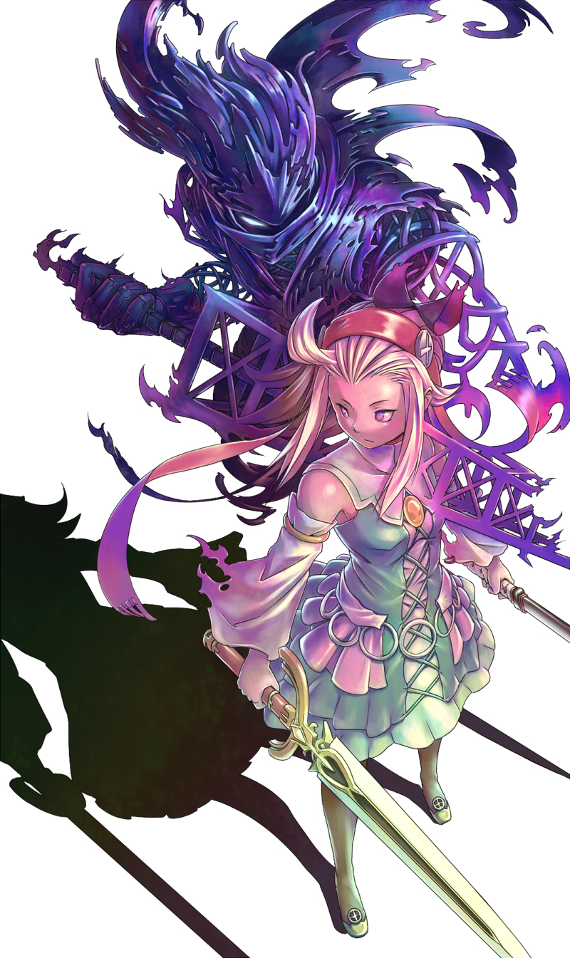 1girl, armor, bare_shoulders, blonde_hair, blue_eyes, bow, bravely_default:_flying_fairy, brooch