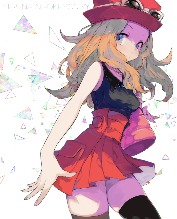 1girl, bag, black_legwear, blonde_hair, blue_eyes, character_name, copyright_name, gj