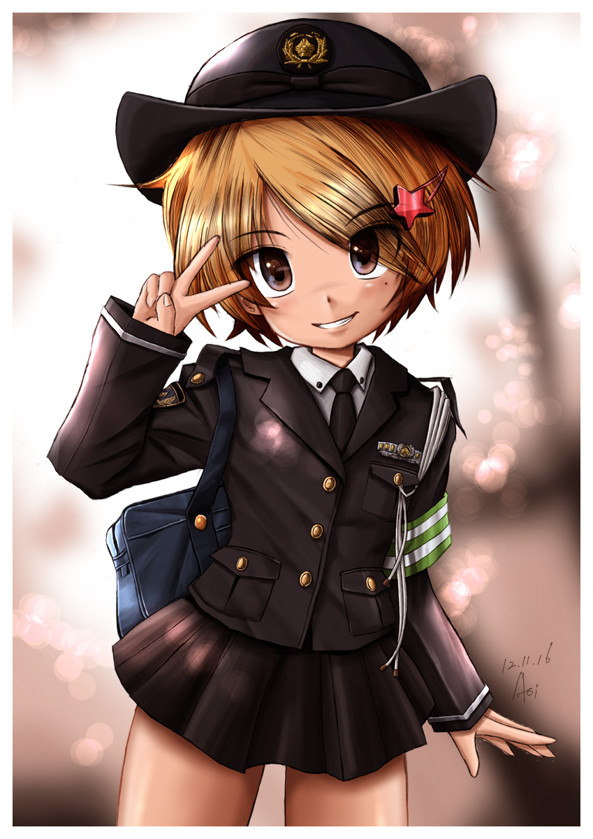 1girl, 2012, armband, artist_name, brown_eyes, brown_hair, dated, di_gi_charat