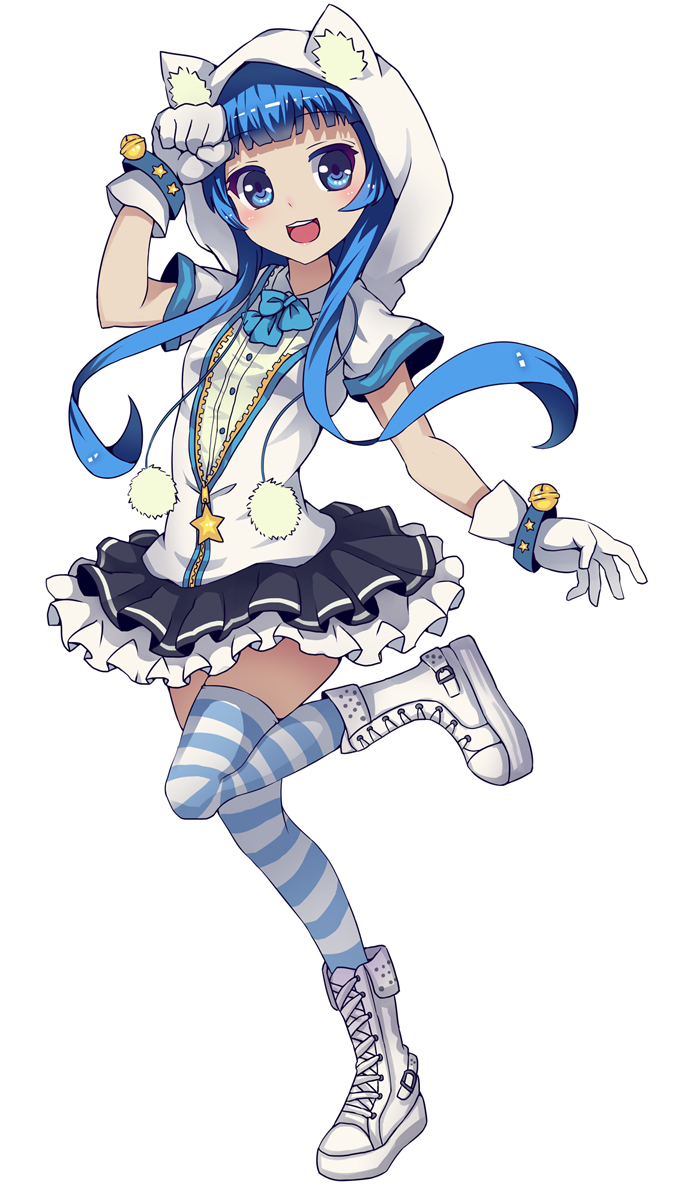 1girl, blue_eyes, blue_hair, blush, gloves, highres, long_hair, looking_at_viewer