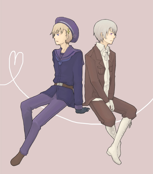 ahoge, axis_powers_hetalia, belt, blonde_hair, blue_eyes, boots, bowtie, brothers