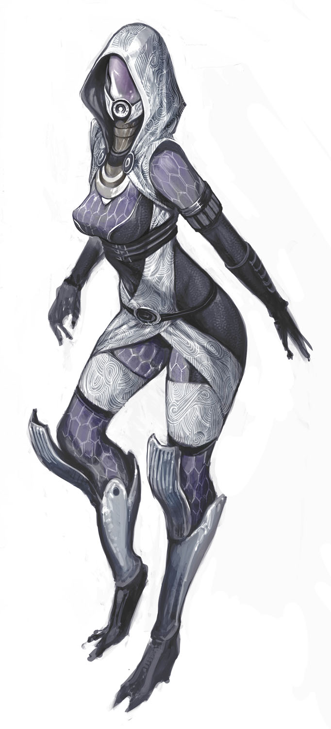 alien, armor, helmet, highres, hood, ikeda_masateru, mass_effect, purple_skin