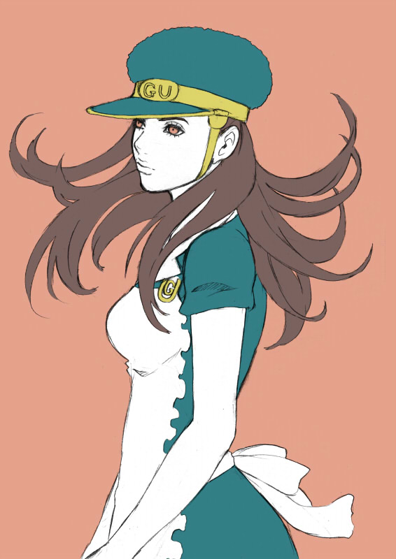 1girl, apron, black_hair, chounorin, hat, jojo_no_kimyou_na_bouken, jojolion, long_hair