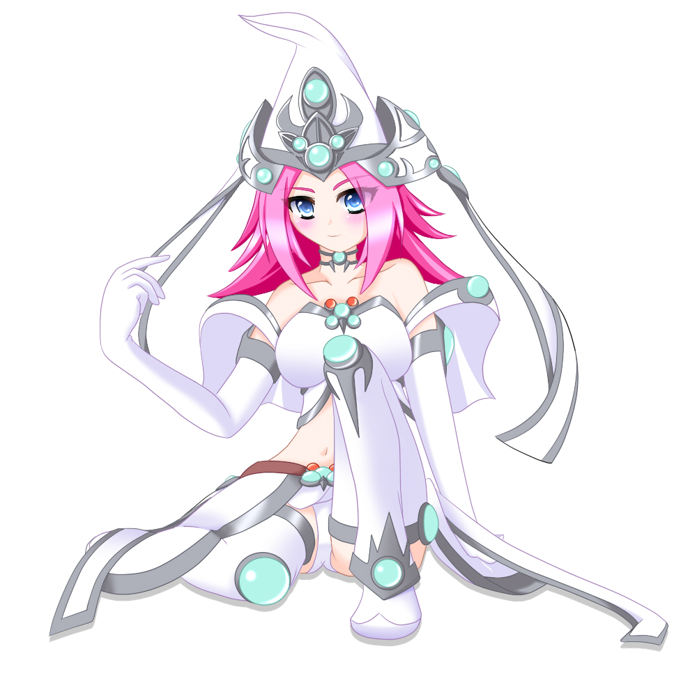 1girl, aqua_eyes, blush, breasts, collar, duel_monster, elbow_gloves, gloves