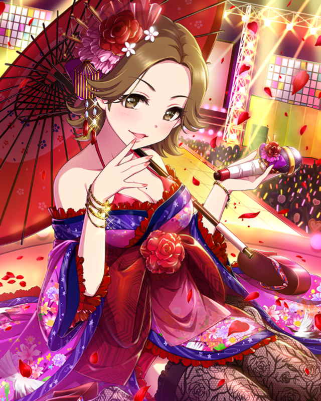 1girl, artist_request, bracelet, brown_eyes, brown_hair, idolmaster, idolmaster_cinderella_girls, japanese_clothes