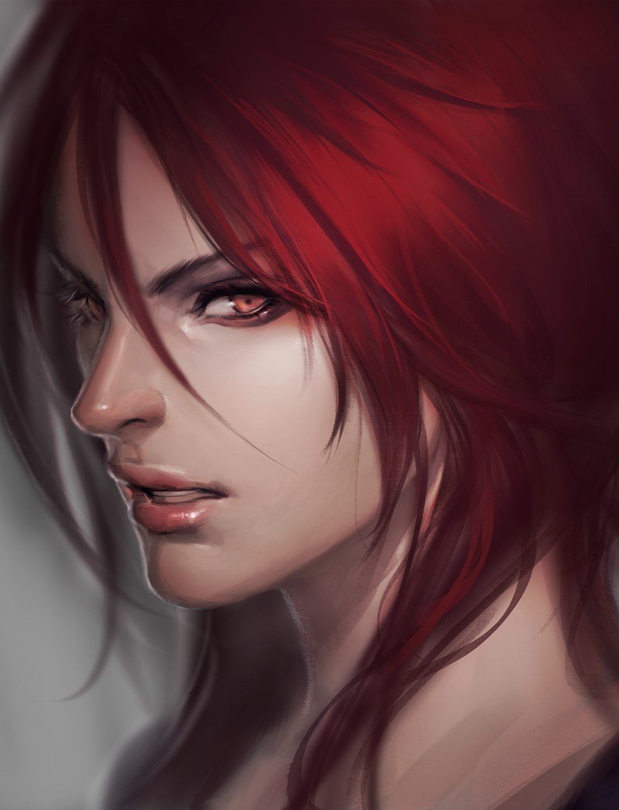 1girl, ae-rie, bust, face, grey_background, league_of_legends, lips, long_hair