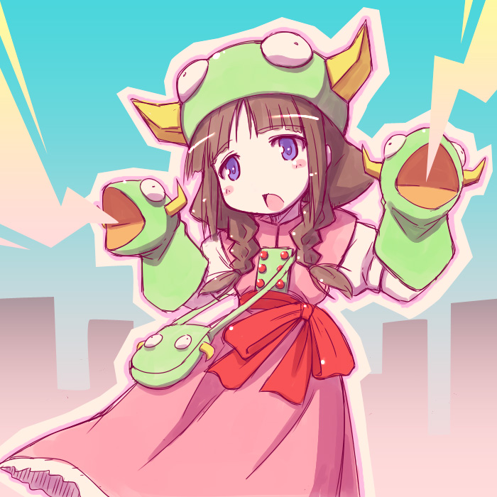 1girl, bag, beam, blush_stickers, braid, brown_hair, doublas_m2, dress