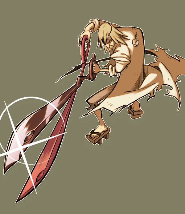 beard, eyepatch, facial_hair, geta, hunchback, kill_la_kill, lens_flare, male