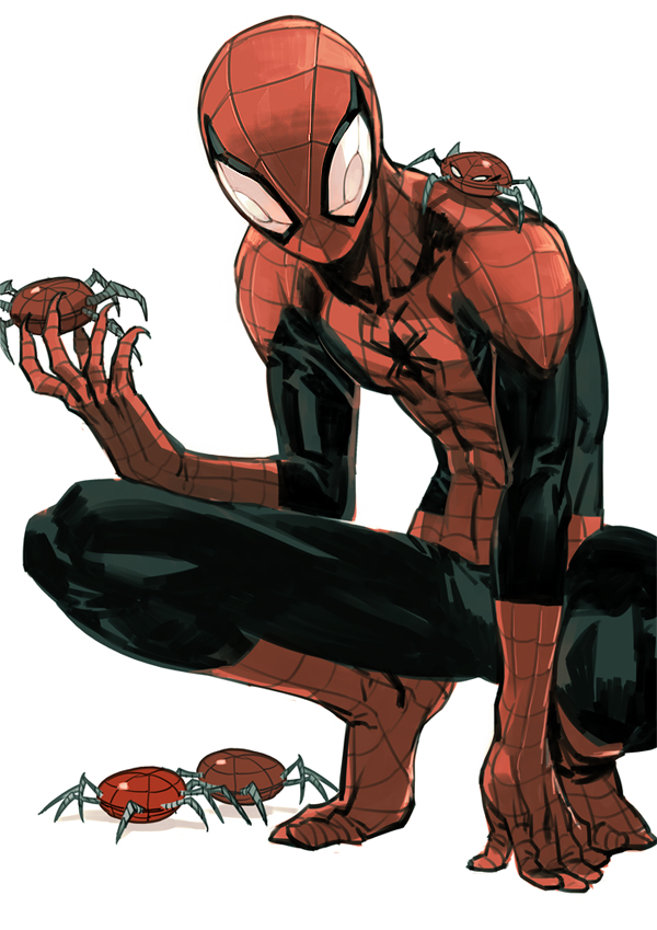 claws, marvel, mask, robot, shishio, solo, spider-man, squatting