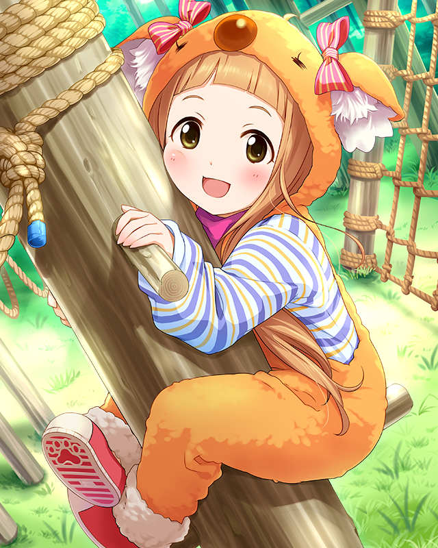 1girl, animal_costume, artist_request, brown_eyes, brown_hair, ichihara_nina, idolmaster, idolmaster_cinderella_girls, koala_costume, official_art