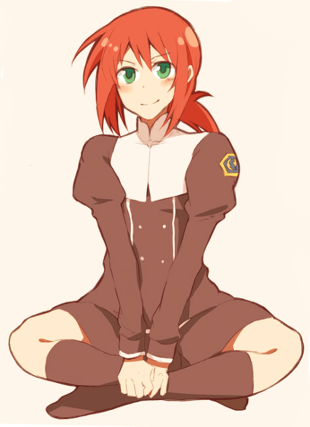 ariel_albus, black_legwear, green_eyes, redhead, sanada_haiji, smile, to_aru_hikuushi_e_no_koiuta