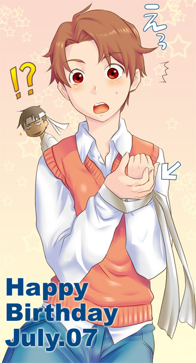 blush, hachimaki, hairband, hands, headband, hoshino_hachirota, hoshino_hachirouta, planetes