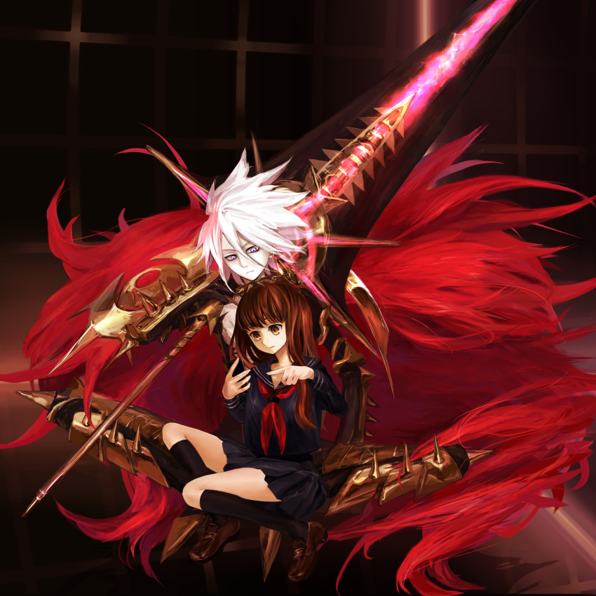 1boy, 1girl, absurdres, armor, cape, crossover, fate/apocrypha, fate/extra