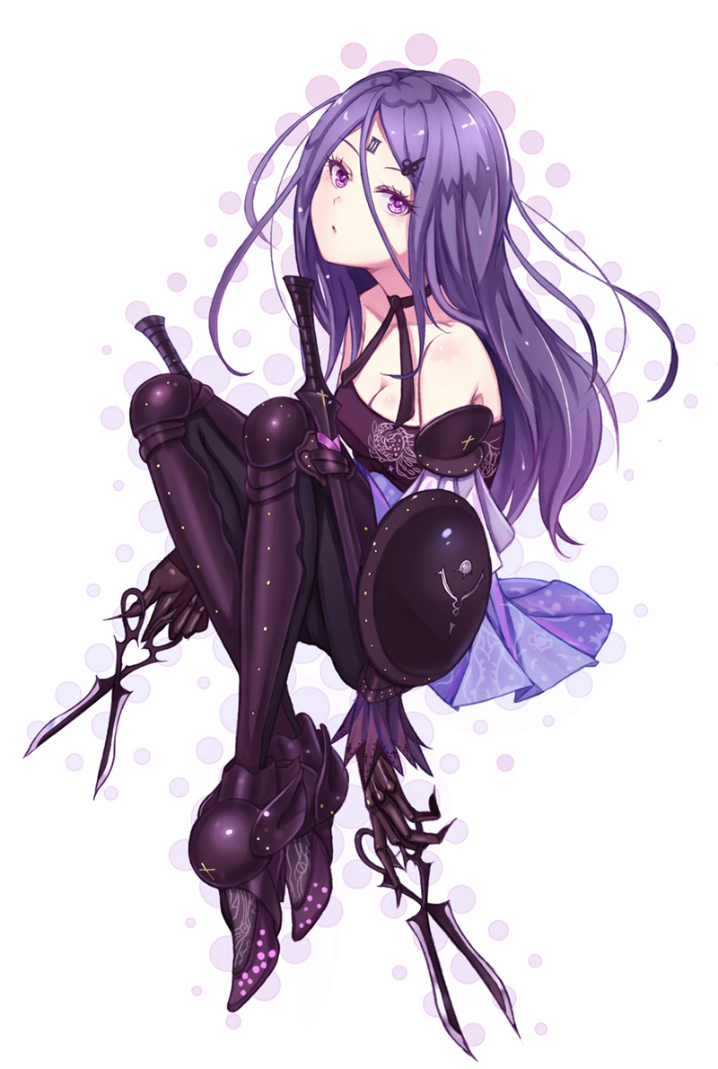 1girl, bare_shoulders, drag-on_dragoon, drag-on_dragoon_3, long_hair, looking_at_viewer, pantyhose, purea