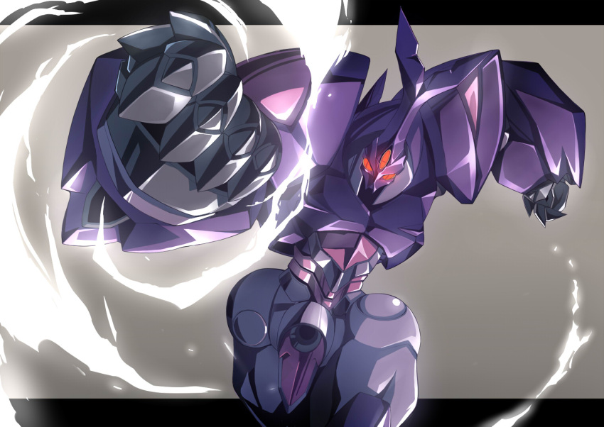 abigorbine, gundam, gundam_build_fighters, horn, letterboxed, mecha, nichisogawa_asaryo, no_humans, red_eyes, solo, third_eye