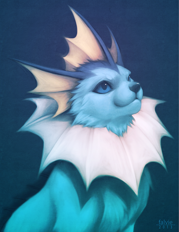blue_eyes, dated, falvie, no_humans, pokemon, pokemon_(creature), solo, vaporeon