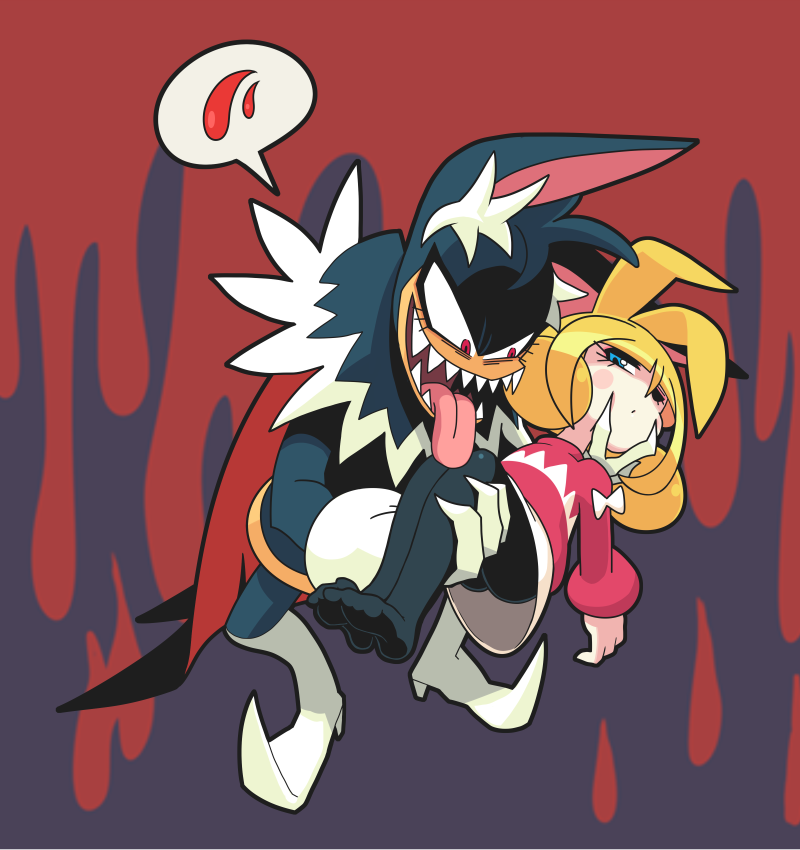 1boy, 1girl, black_legwear, blonde_hair, blue_eyes, cape, carrying, draculala_(gashi-gashi)