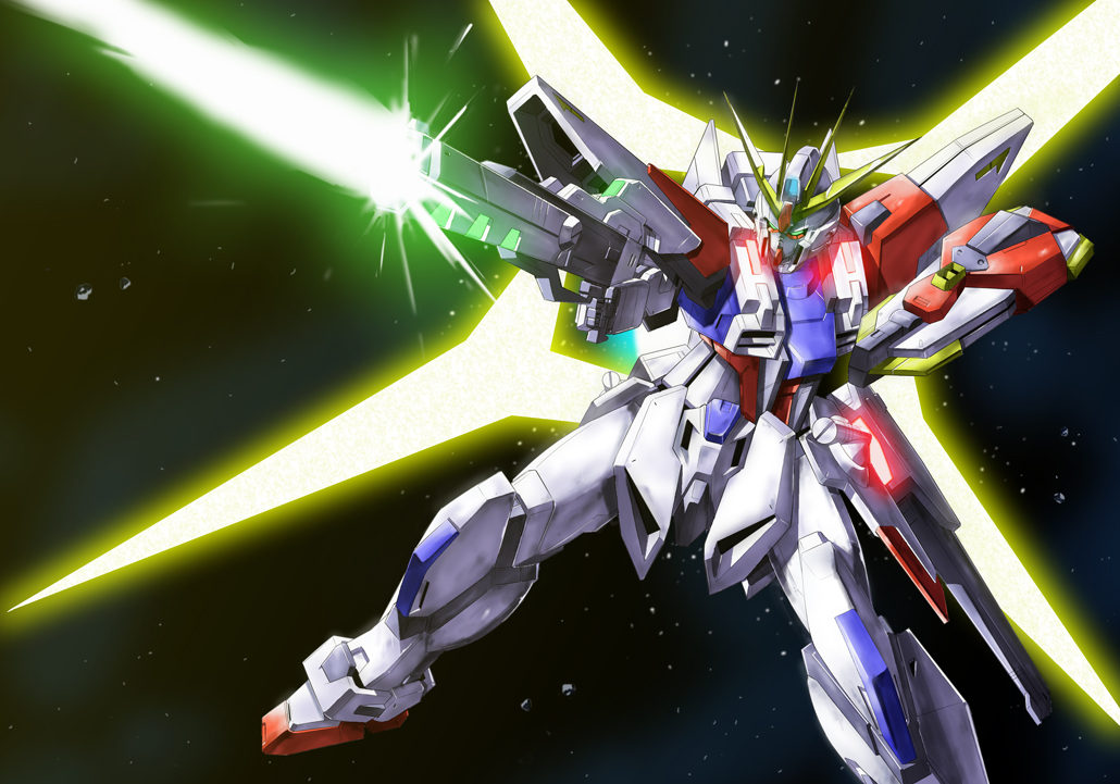 ash_(meiya1216), beam_rifle, energy_beam, energy_gun, energy_wings, firing, glowing, green_eyes