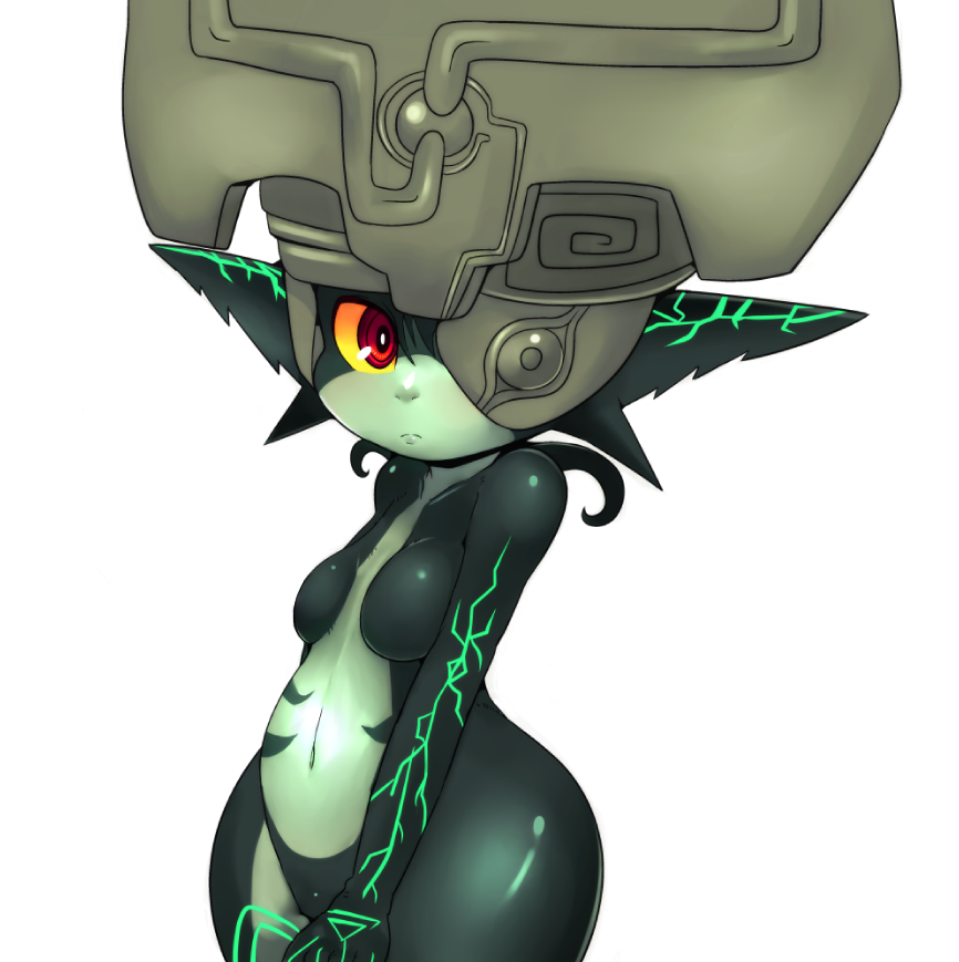 1girl, colored, helmet, imp, looking_at_viewer, mato_spectoru, midna, navel
