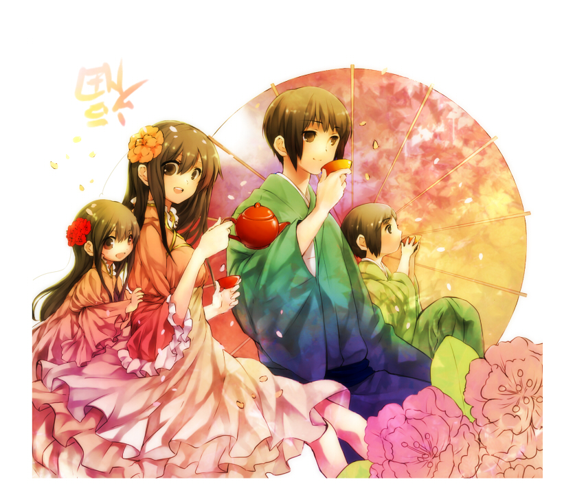 1girl, axis_powers_hetalia, bad_id, changpao, child, chinese_clothes, couple, flower
