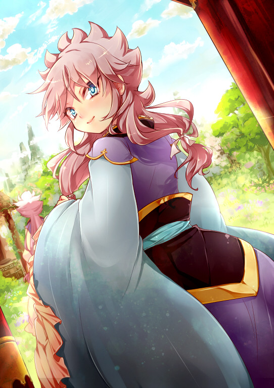 2boys, amemiya_taiyou, amemiya_taiyou_(mixi_max_zhuge_kongming), blue_eyes, blush, chinese_clothes, clouds, dutch_angle